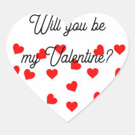 Vill du vara min Valentine? Lekfulla röda hjärtan  Hjärtformat Klistermärke