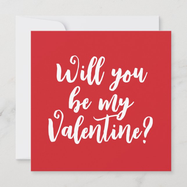 Vill du vara min Valentine? röd modern script anpa Kort (Framsida)