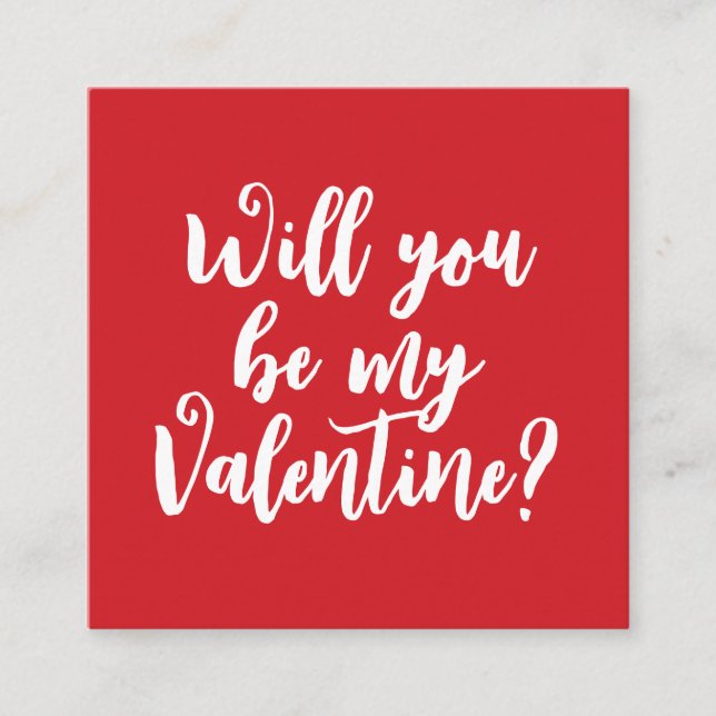 Vill du vara min Valentine? röd modern script anpa Tilläggskort (Framsida)