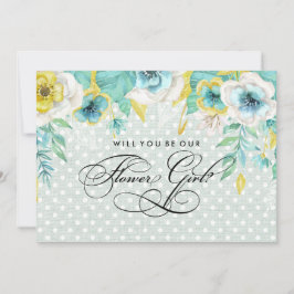 Vill du vara vår blomsterflicka? Mintgrön blommig  Inbjudningar