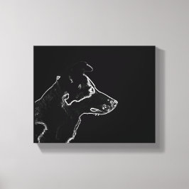 Vill ha en Hund | Vit på Black Digital Photo Sketc Canvastryck