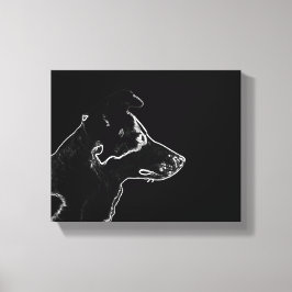Vill ha en Hund | Vit på Black Digital Photo Sketc Canvastryck