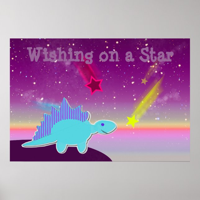 Vill ha en Star Blue Tecknad Dinosaur-Poster Poster (Framsidan)