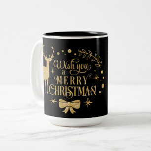Vill ha God jul /Typografi/Guld Två-Tonad Mugg