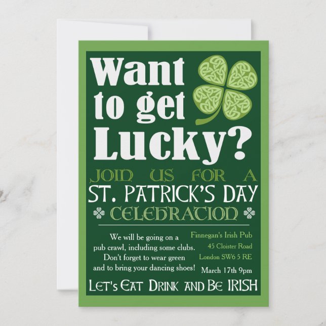 Vill hämta Lucky - St Patrick's Day Party Inbjudningar (Framsida)