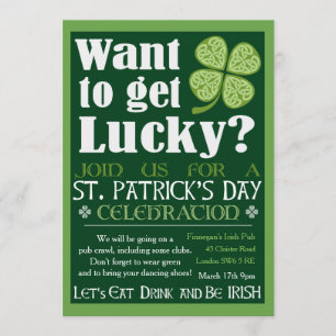Vill hämta Lucky - St Patrick's Day Party Inbjudningar