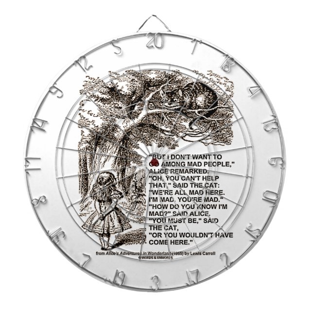 Vill inte gå bland Mad People Alice Cheshire Darttavla (Framsidan)