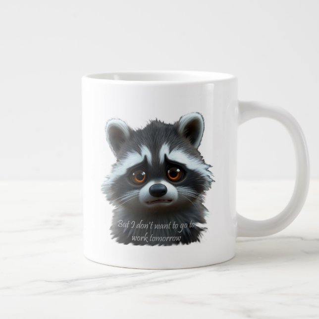 Vill inte jobba Raccoon Animal Jumbo Mugg (Höger)