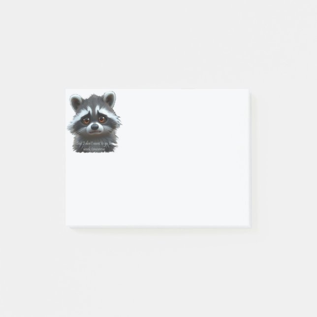 Vill inte jobba Raccoon Animal Post-it Block (Framsida)