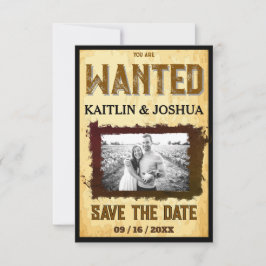 Vill Poster 💍 gammalt Westernt Bröllop-foto Spara Datumet