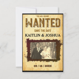 Vill Poster 💍 Westernt tema Bröllop-foto Spara Datumet