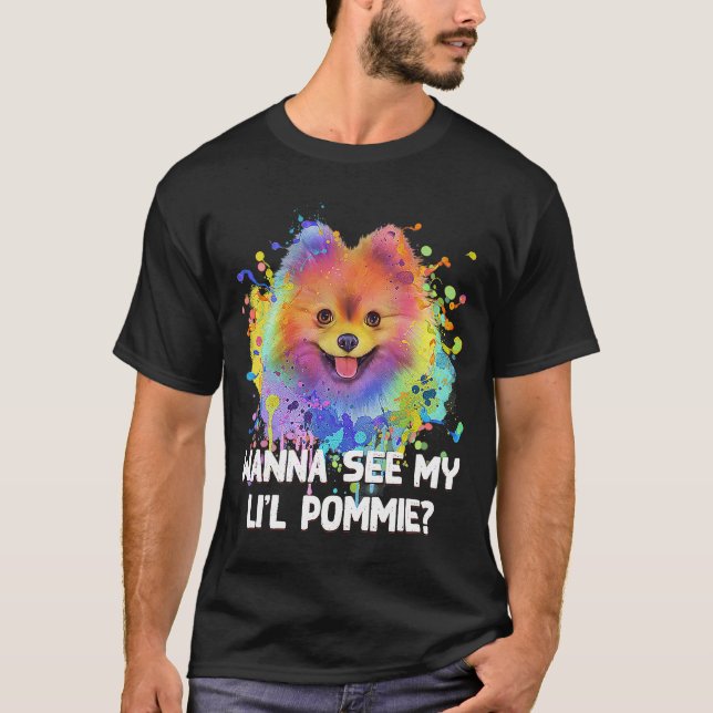 Vill se min Lil Pommie Funny Pommanian Humor Pom T Shirt (Framsida)