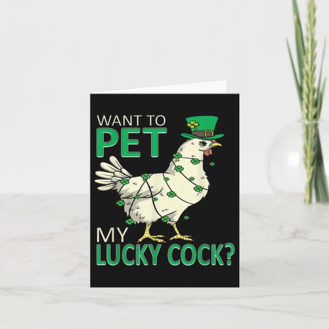 Vill ta min Lucky Funny St patricks day Chicken? Kort (Framsida)