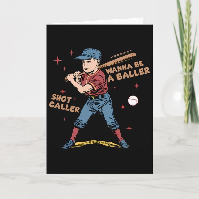 Vill vara en Byller Shot Caller Retro Game Day Bys Kort (Framsida)