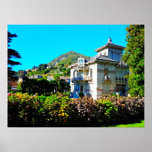 Villa Bernasconi Cernobbio Sjö Como Italien Poster (Framsidan)