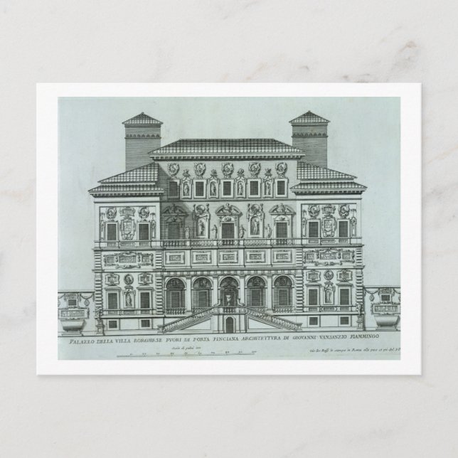 Villa Borghese, Roms fasad (engrav) Vykort (Framsida)