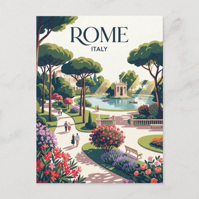 Villa Borghese Trädgårdar Italien Vykort (Framsida)