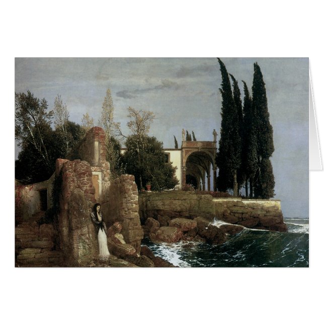 Villa by Sea by Arnold Bocklin, Symbolism Art Hälsningskort (Framsidan Horizontal)