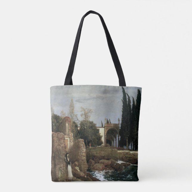 Villa by Sea by Arnold Bocklin, Symbolism Art Tygkasse (Baksida)