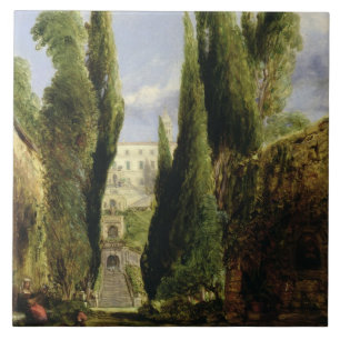 Villa D'Este, Tivoli (olja på kanfas) Kakelplatta