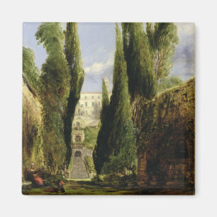 Villa D'Este, Tivoli (olja på kanfas) Magnet