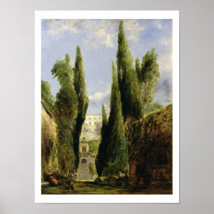 Villa D'Este, Tivoli (olja på kanfas) Poster