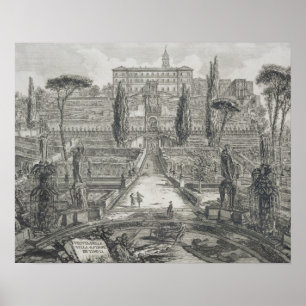 Villa d'Este vid Tivoli (engrave) Poster