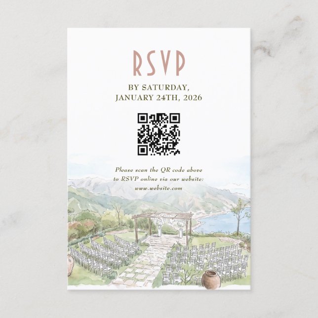 Villa Eva Ravello bröllops-svarskort med QR-kod Inbjudningar (Framsida)
