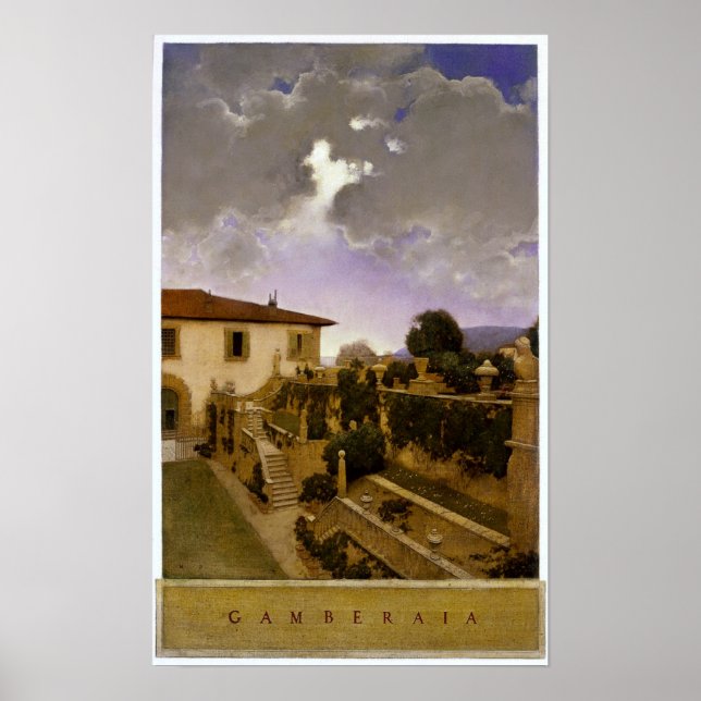 Villa Gamberaia, Settignano av Maxfield Parrish Poster (Framsidan)