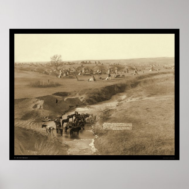 Villa of Brule Indian Lakota Tipi Camp SD 1891 Poster (Framsidan)