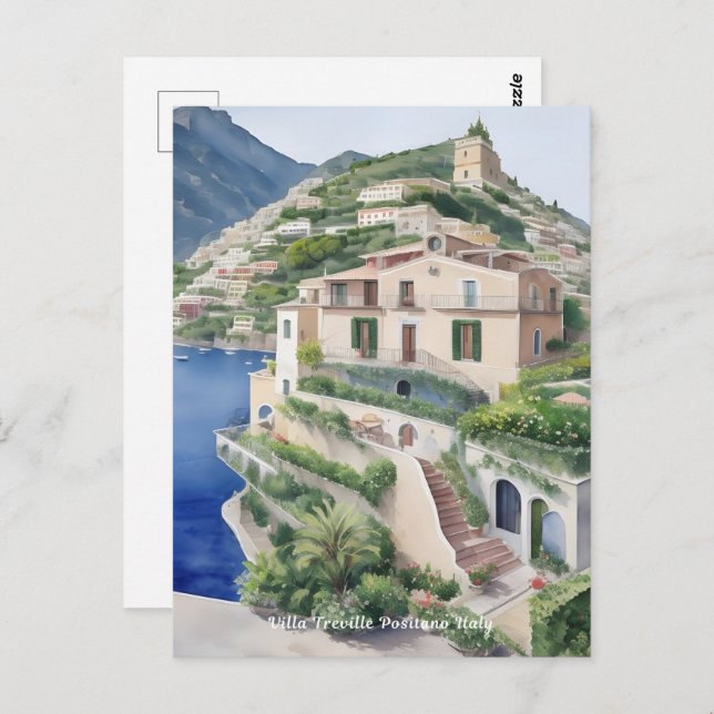 Villa Treville Positano Italien Exklusiv Art Vykort (Fram/baksida)
