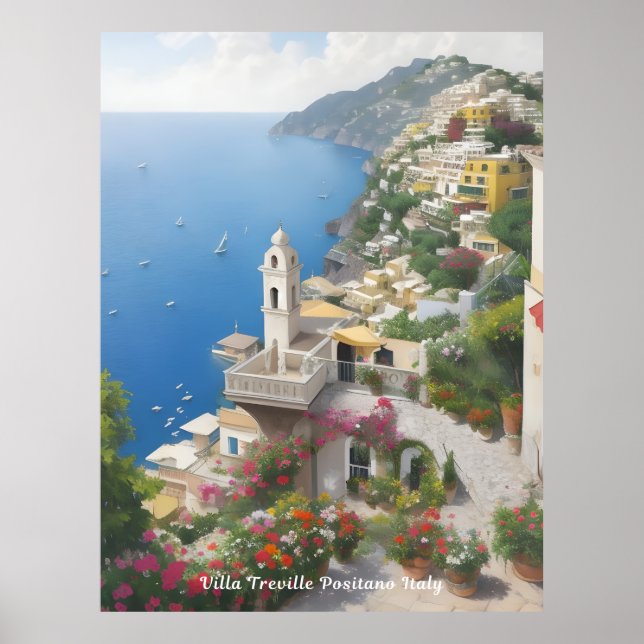 Villa Treville Positano Italien Poster (Framsidan)