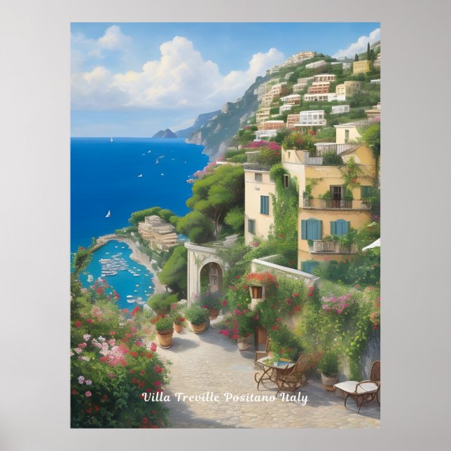 Villa Treville Positano Italien Poster (Framsidan)