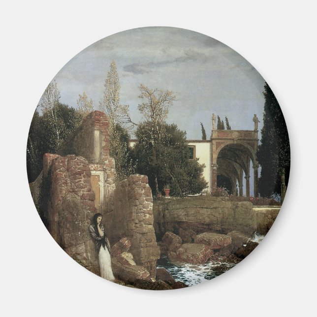 Villa vid havet av Arnold Böcklin, symbolism konst Magnet (Framsidan)