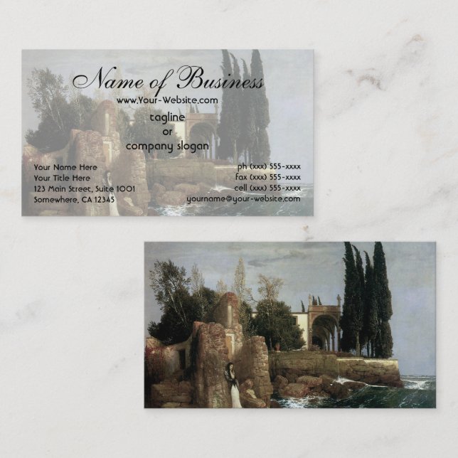 Villa vid havet av Arnold Bocklin Visitkort (Fram/baksida)