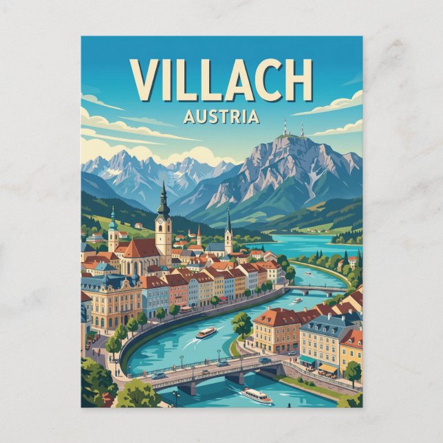 Villach Österrike Vykort (Framsida)