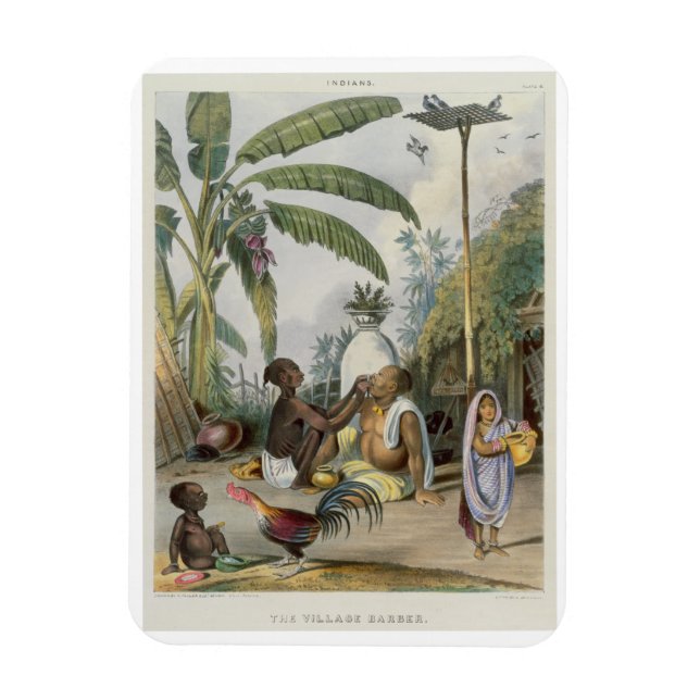Village Barber, platta 6 från indianer, engrav Magnet (Vertikal)