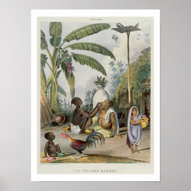 Village Barber, platta 6 från indianer, engrav Poster (Framsidan)