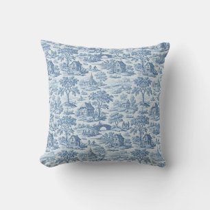 Village Blue Toile Kudde