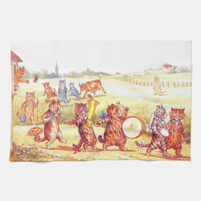 Village Bröllop Cats av Louis Wain Kökshandduk (Horisontell)