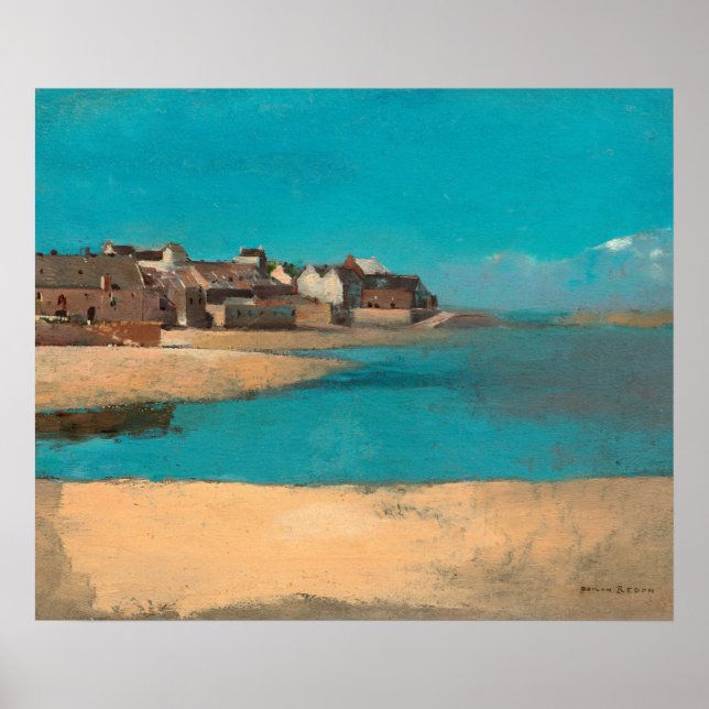 Village by the Sea in Brittany by Odilon Redon Poster (Framsidan)