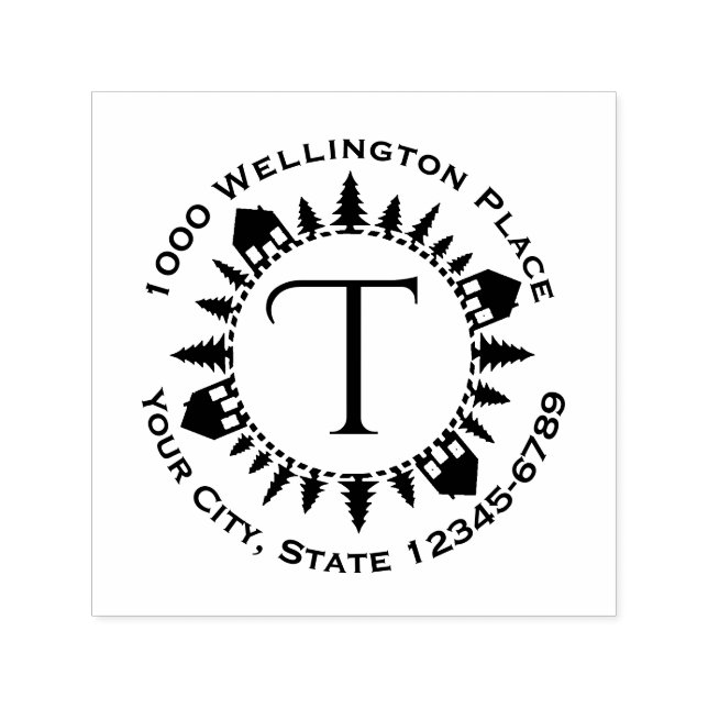 Village Circle Monogram Självfärgande Stämpel (Design)