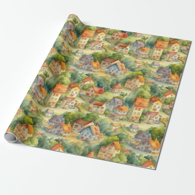 VILLAGE Countryside #2 Wrapping Papper Presentpapper (Utrullad)