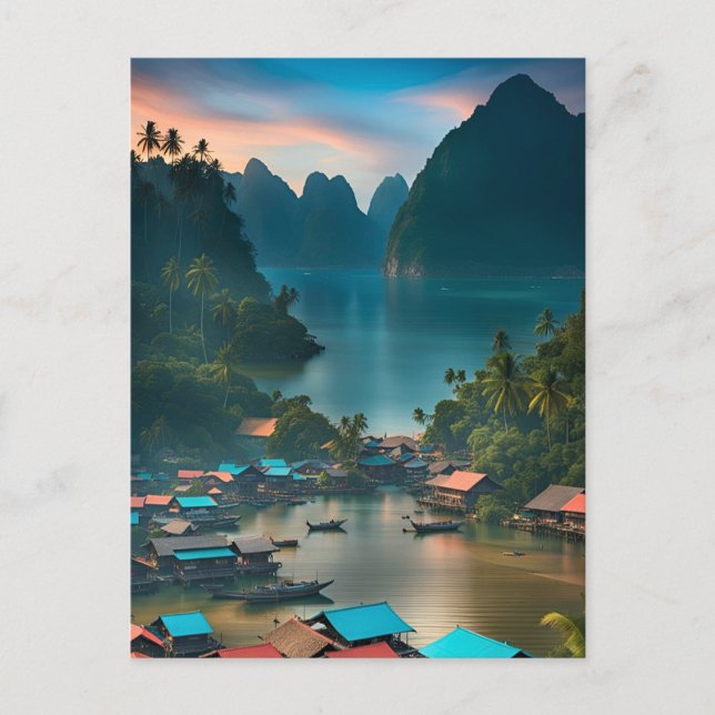 Village för indonesiskt fiske vykort (Framsida)