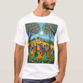 Village Gathering - Elders and Folktales in Gond A T Shirt