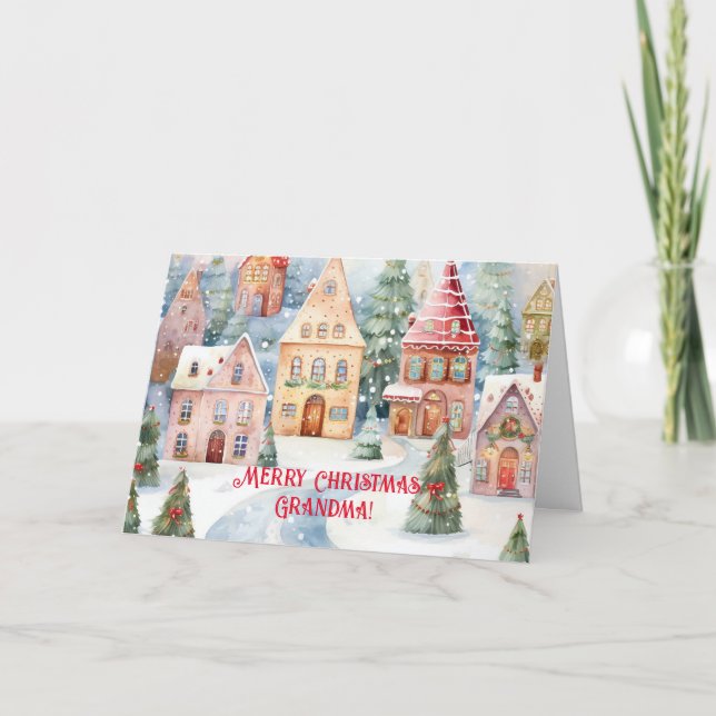 VILLAGE-KORT FÖR GRANDMA I CHRISTMAS TACK KORT (Framsida)