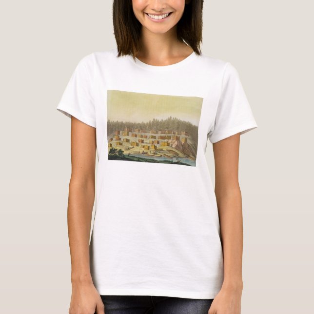 Village, New Georgia, Alaska (färg engrav) T Shirt (Framsida)