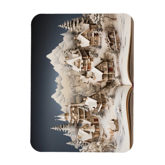 Village över Alpine Storybook Magnet (Vertikal)