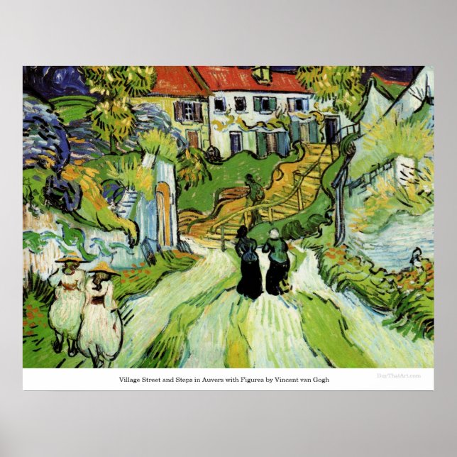Village Street and Steps in Auvers by van Gogh Poster (Framsidan)