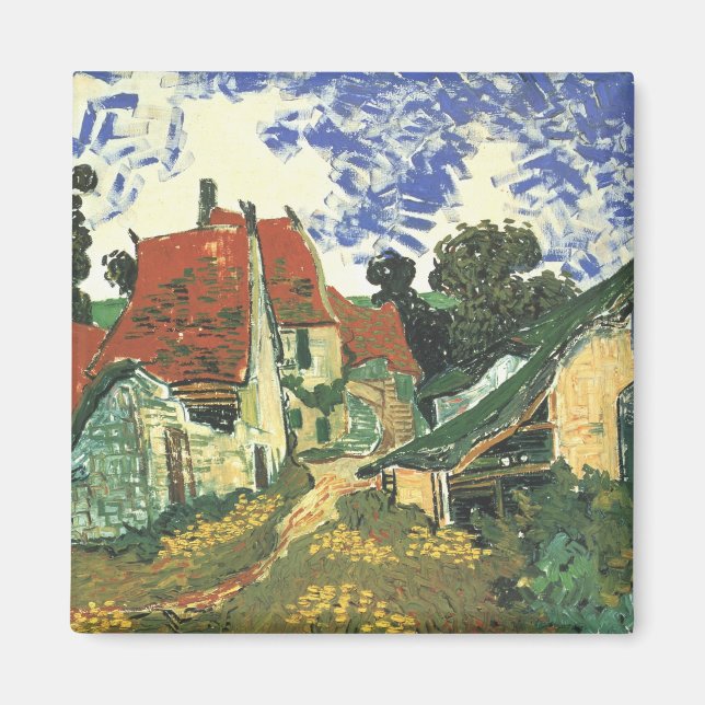 Village Street i Auvers av Vincent van Gogh Magnet (Framsidan)